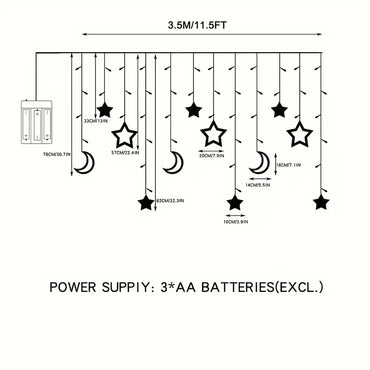 Battery LED Star & Moon Lights – Warm White Multicolor