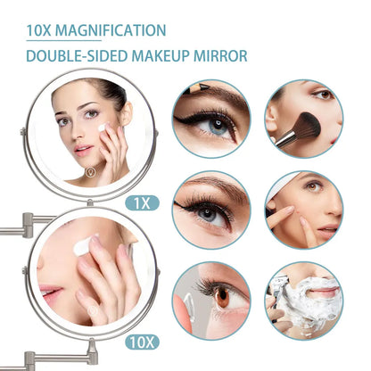 8 Adjustable LED Makeup Mirror – Touch 10X Vanity Light