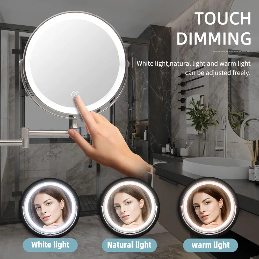 8 Adjustable LED Makeup Mirror – Touch 10X Vanity Light