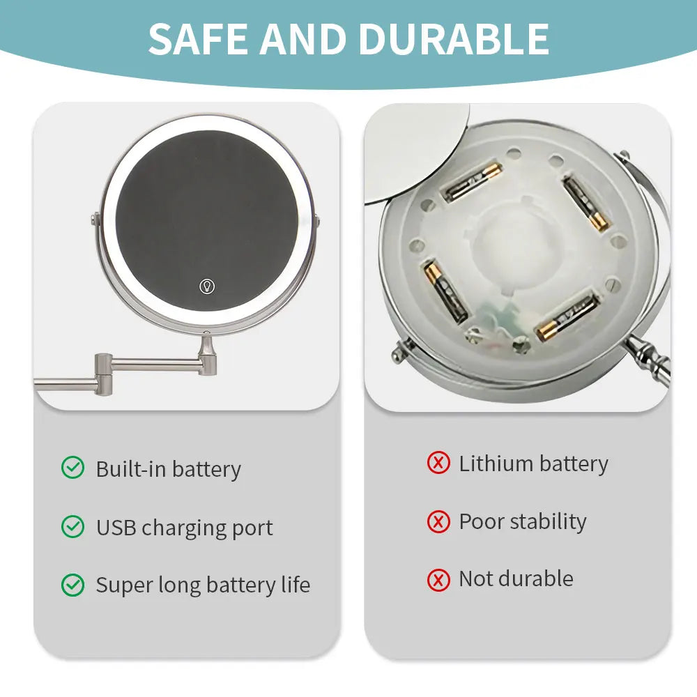 8 Adjustable LED Makeup Mirror – Touch 10X Vanity Light