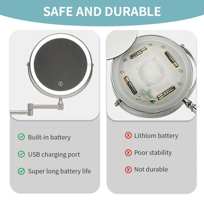 8 Adjustable LED Makeup Mirror – Touch 10X Vanity Light