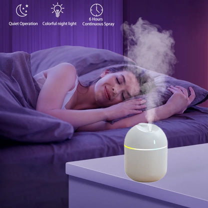 Cool Mist Air Humidifier – 270ML USB Aroma LED Night Light