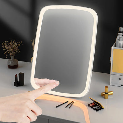 LED Touch Makeup Mirror – 3 Colors, Adjustable USB Tabletop