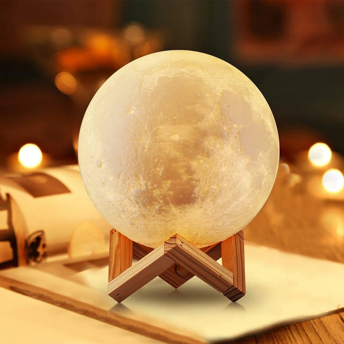 8cm Moon Night Lamp – LED Starry Light with Stand Gift