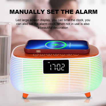 Bedroom Night Lamp – Alarm Clock, Bluetooth Speaker, 15W Charger