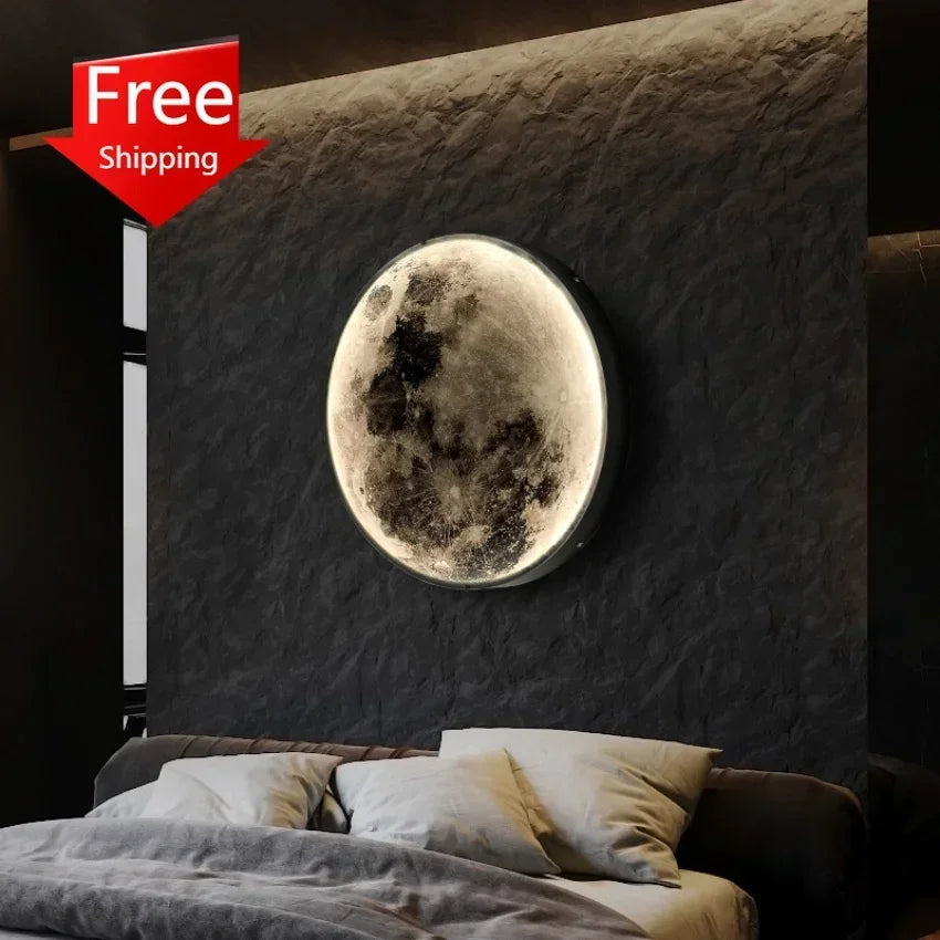 Modern Round Moon Wall Lamp – Nordic LED Bedroom Light