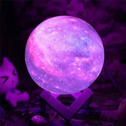 3D Rechargeable Moon Lamp – LED Night Light Touch Switch