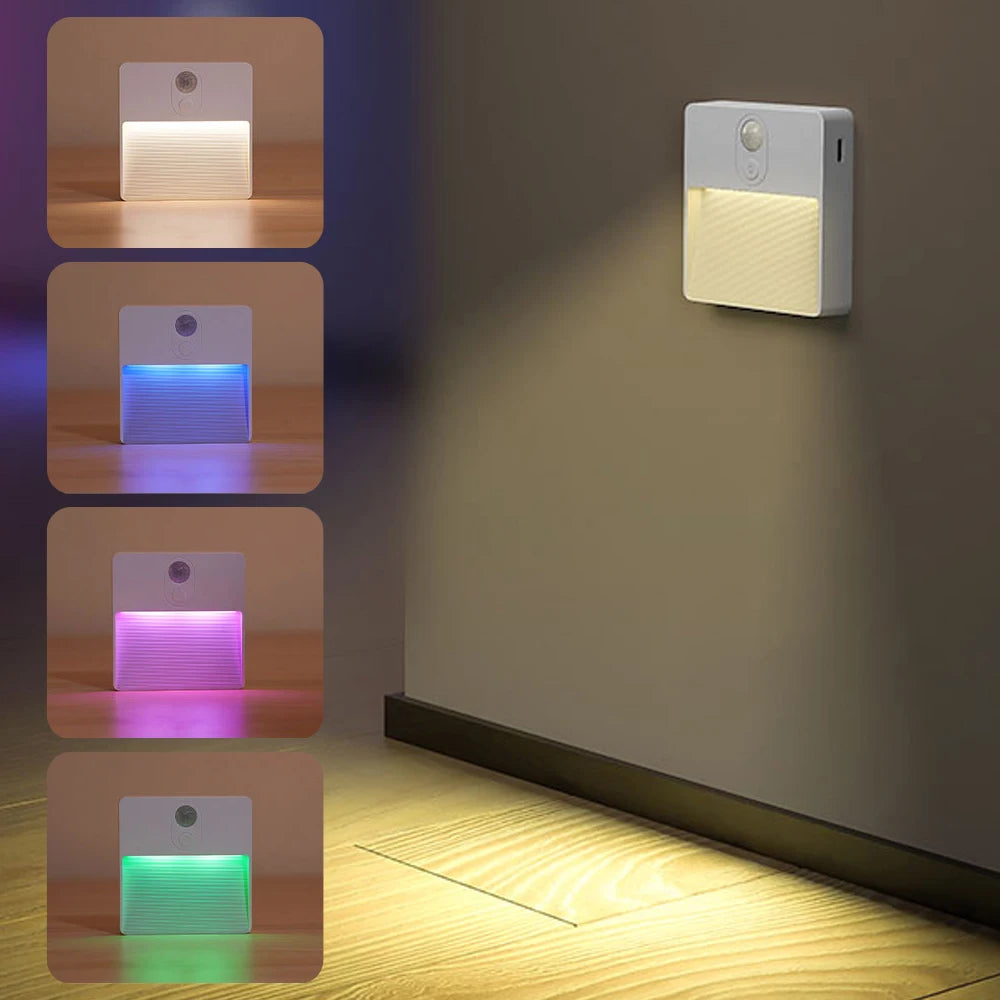 Wireless Rechargeable RGB Sensor Night Wall Lamp for Home