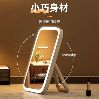 Portable LED Makeup Mirror – 360° Dimmable Touch Light