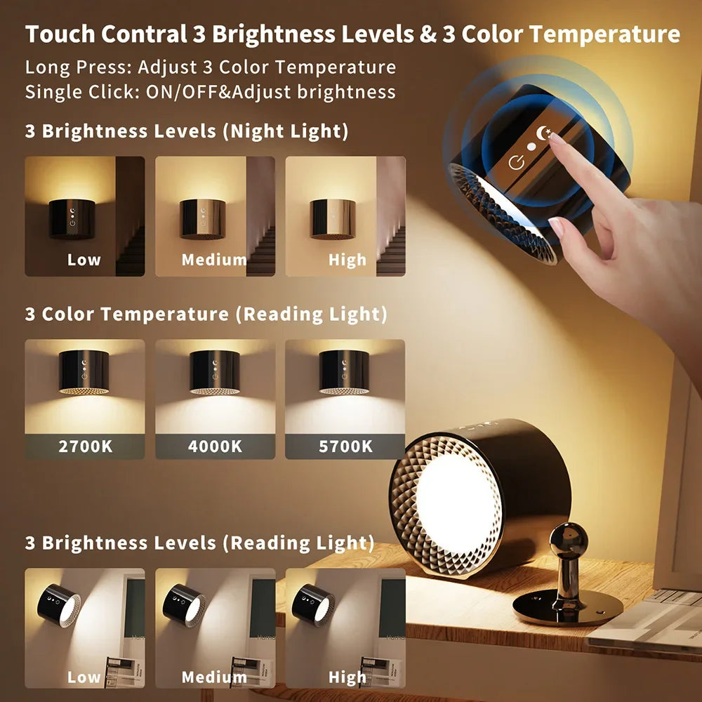 Touch & Remote Wireless LED Rechargeable Wall Lamp