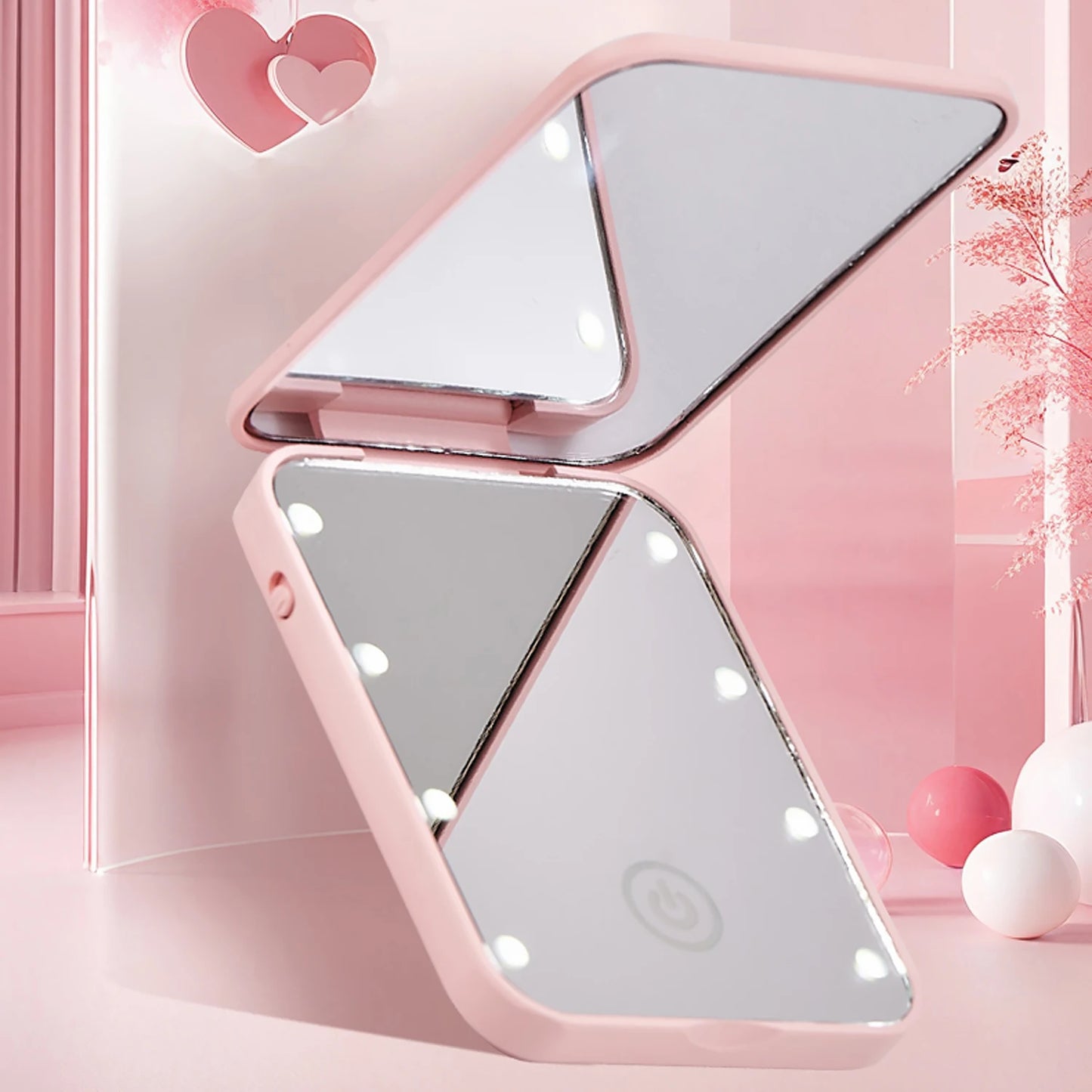 Compact LED Makeup Mirror – Folding Travel Beauty Lamp