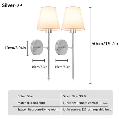 Wireless Rechargeable Wall Lamp – Dimmable Remote Control