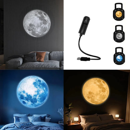 Moon Projection Lamp – 3-Color LED Romantic Night Light