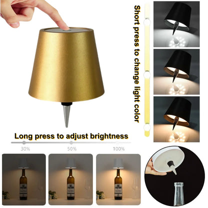 LED Wine Bottle Table Lamp – Wireless Rechargeable Light