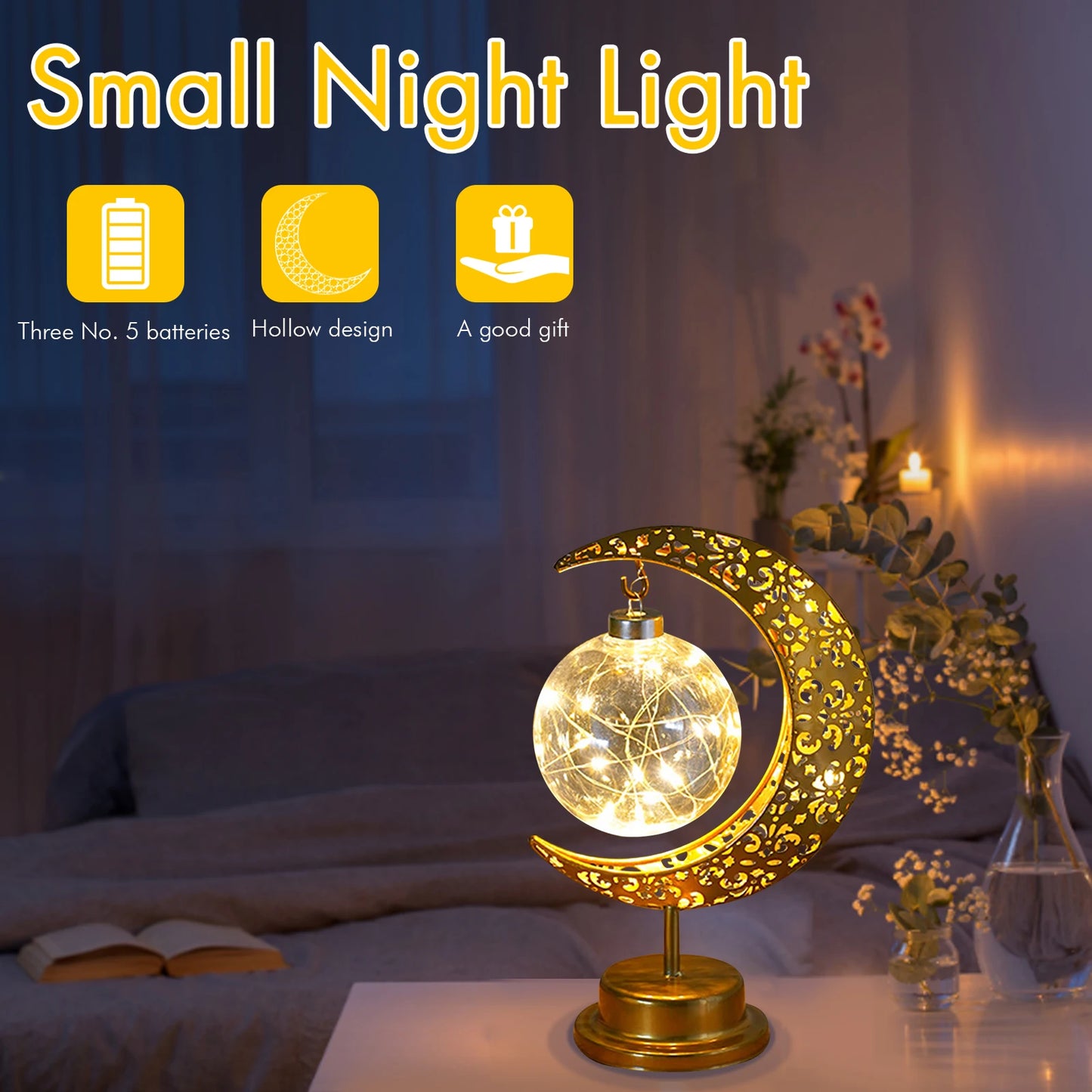 LED Ramadan Moon Desk Lamp – Home Eid Decoration Light
