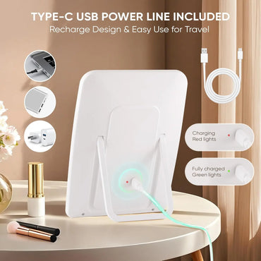 Portable LED Makeup Mirror – Touch, 3-Color Rechargeable Light