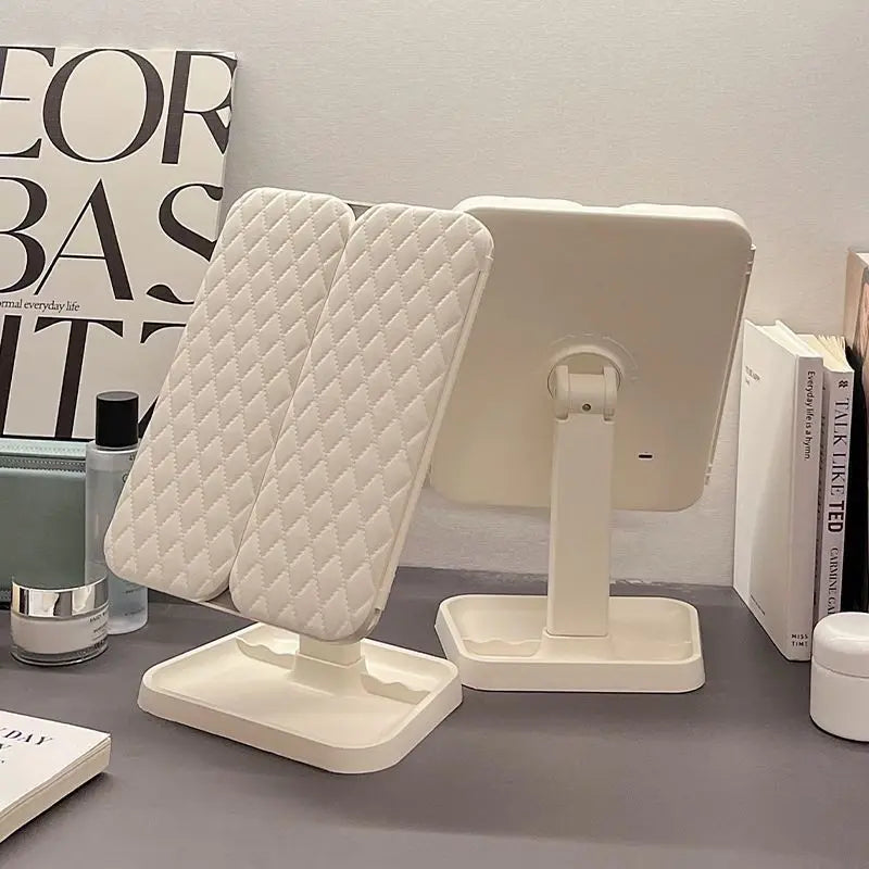 LED makeup mirror desktop with light, three fold enlarged, internet famous, dormitory desktop beauty, bedroom dressing mirror