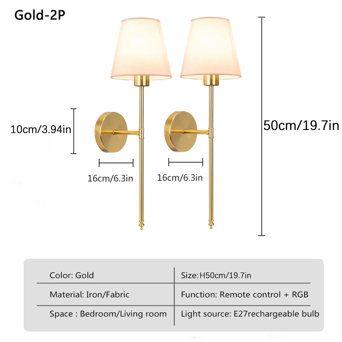 Wireless Rechargeable Wall Lamp – Dimmable Remote Control