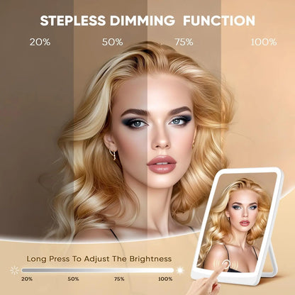 Portable LED Makeup Mirror – Touch, 3-Color Rechargeable Light