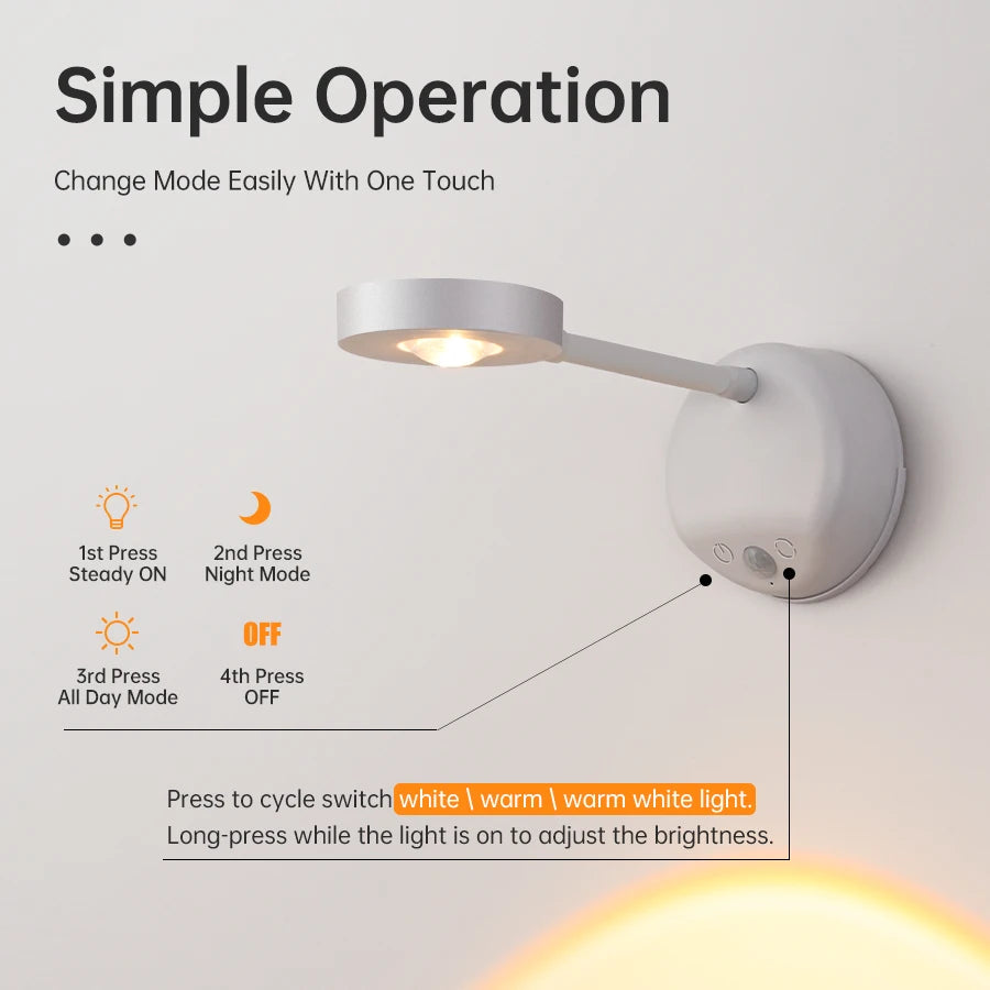 Rechargeable Wireless Wall Lamp – Human Sensor LED Light