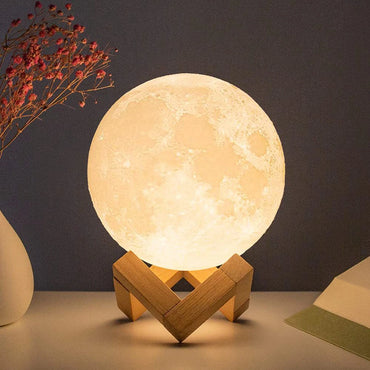 8cm Moon Night Lamp – LED Starry Light with Stand Gift