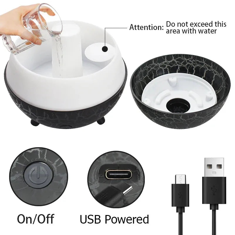 Planet Aroma Diffuser – USB LED Flame Projection Humidifier