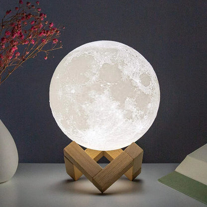 8cm Moon Night Lamp – LED Starry Light with Stand Gift
