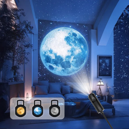 Moon Projection Lamp – 3-Color LED Romantic Night Light
