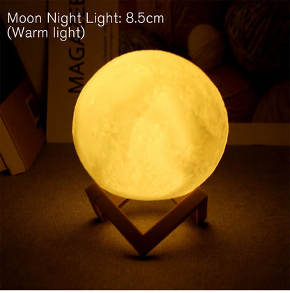 8cm Moon Night Lamp – LED Starry Light with Stand Gift