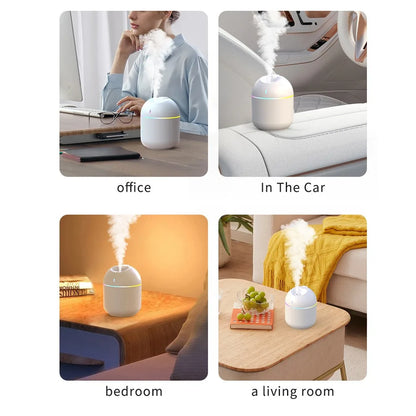 Cool Mist Air Humidifier – 270ML USB Aroma LED Night Light