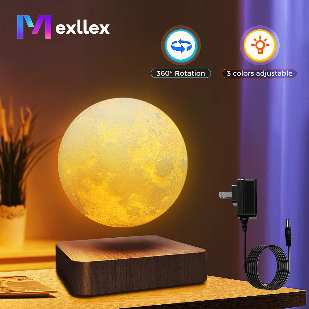 3D Levitating Moon Lamp – Magnetic LED Night Light with Base
