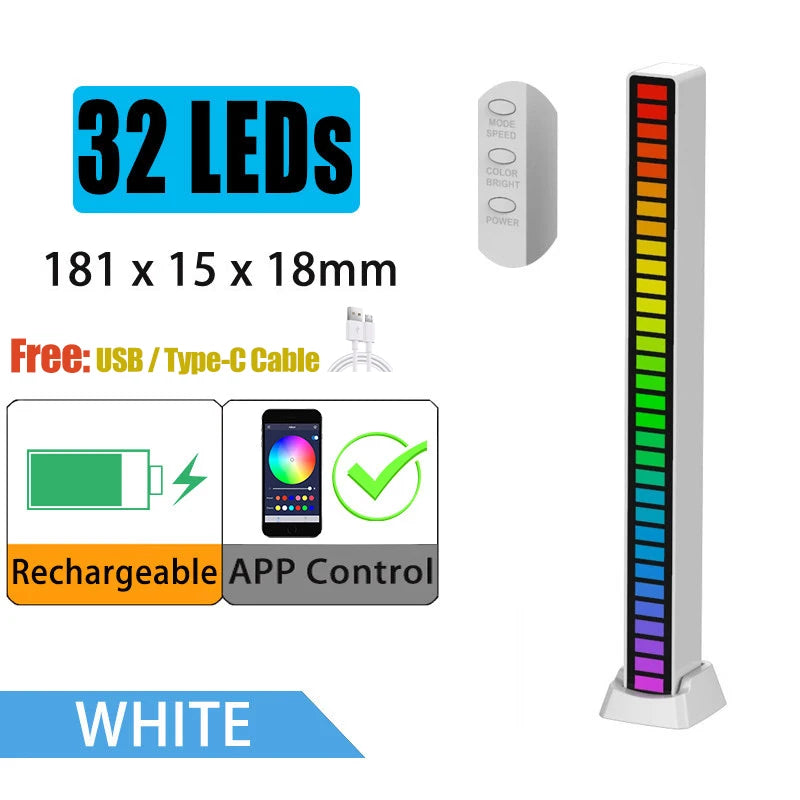 LED Ambient Light RGB Table Lamp Bluetooth Music Sync Night Light USB Rechargeable Desk Mood Light for Car PC Gaming Room Decor