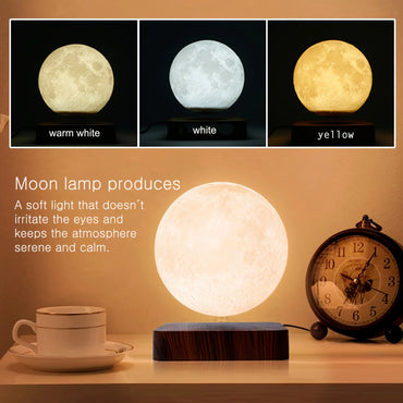 3D Levitating Moon Lamp – Magnetic LED Night Light with Base