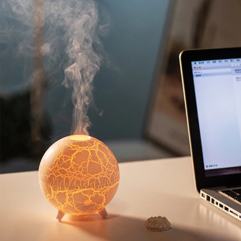 Planet Aroma Diffuser – USB LED Flame Projection Humidifier