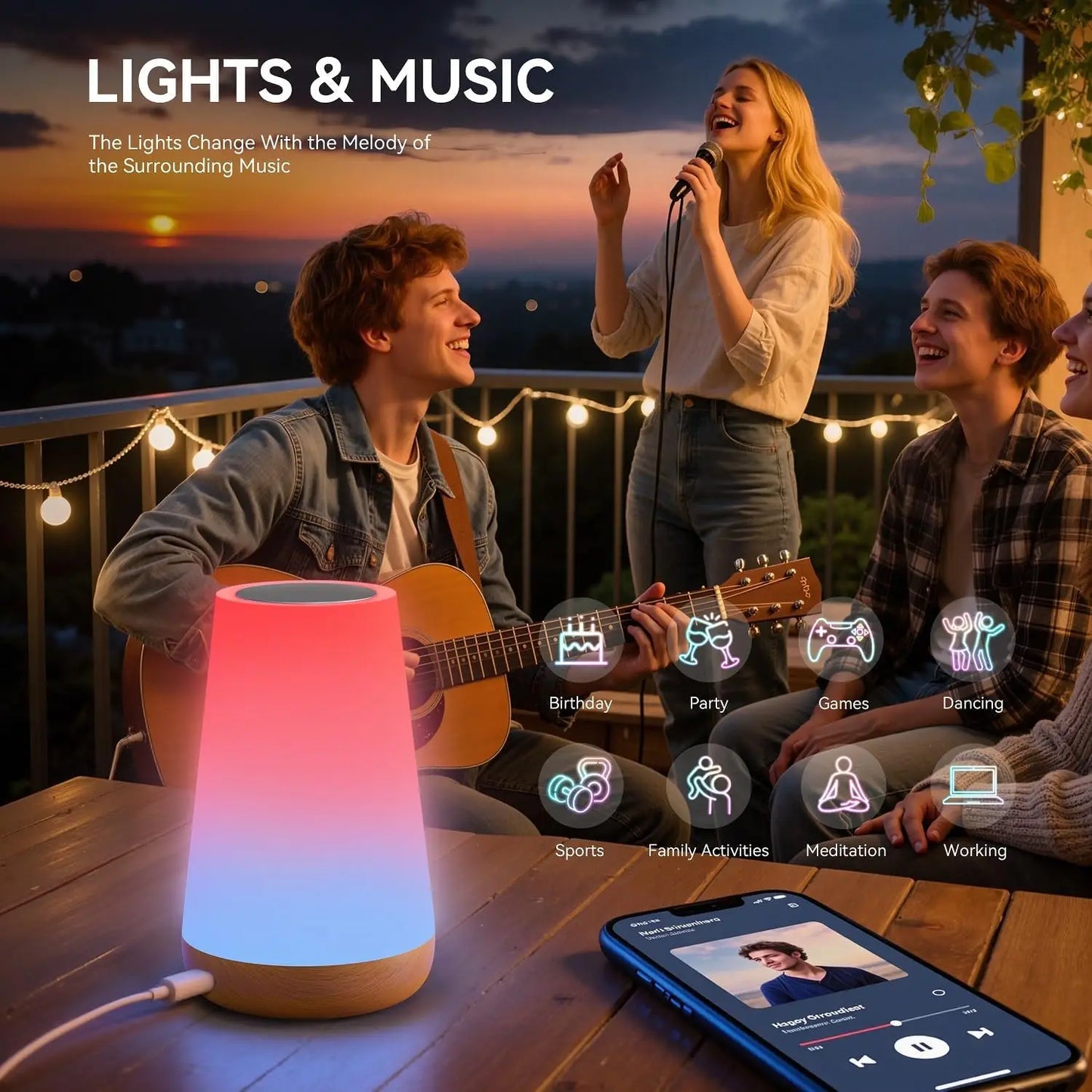 WiFi Smart Table Lamp – Tuya App, Bedside Night Light