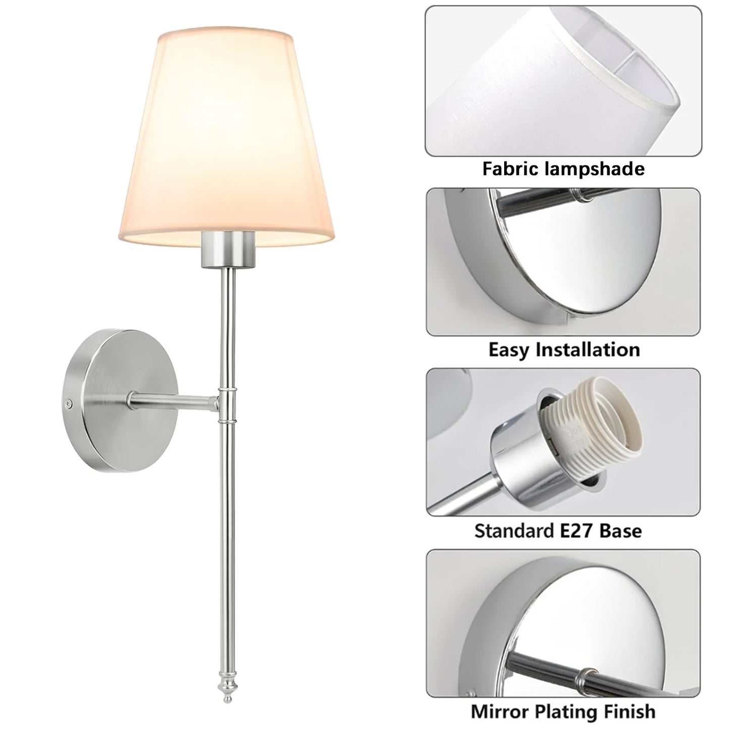 Wireless Rechargeable Wall Lamp – Dimmable Remote Control